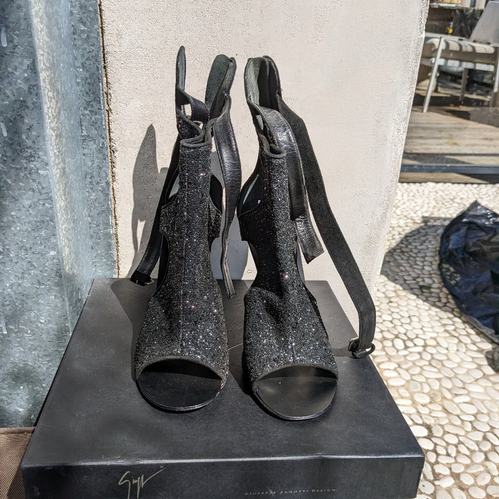 Giuseppe Zanotti Open Toe Glitter Heels